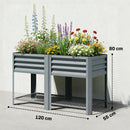 Vaso Rialzato 120x55x80 cm con Ripiano Portaoggetti Capacità 150L in Acciaio Zincato Grigio      