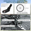 Carrello Bici con Pareti Pieghevoli e Rimovibili Gancio e 4 Catarifrangenti 139x71,5x49 cm in Acciaio e PE Nero