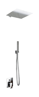 Kit Doccia Soffione Doccino e Miscelatore in Acciaio Inox 30x30 cm da Parete Square