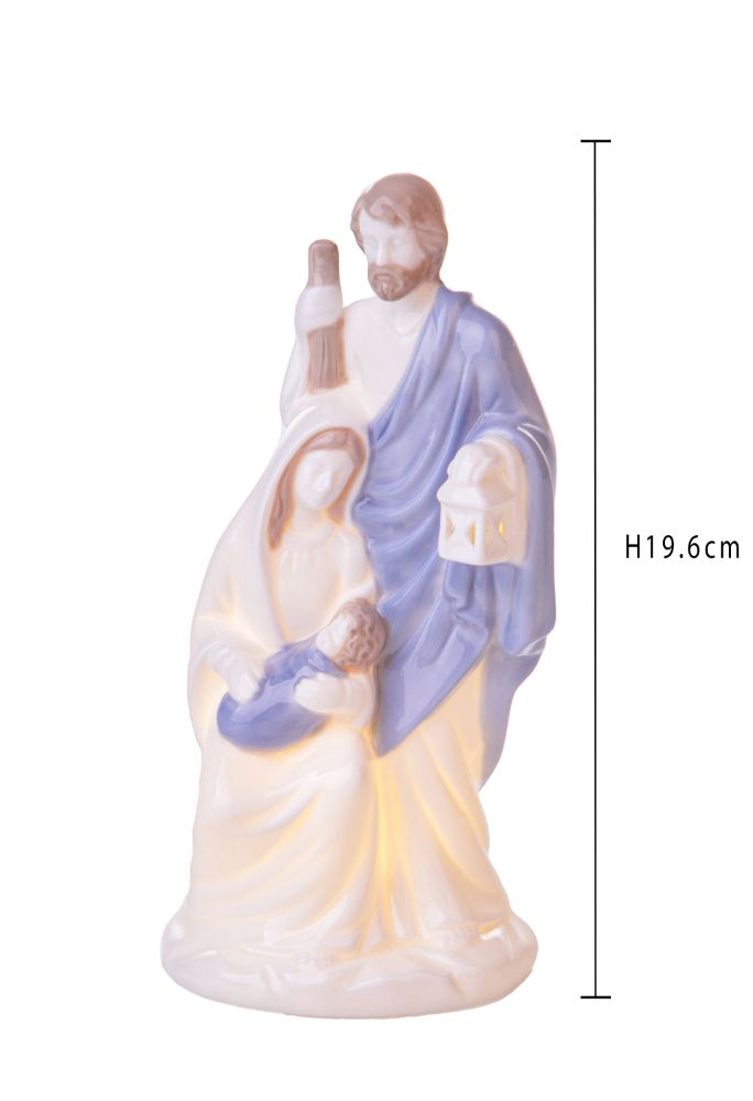 Statuina Natalizia Natività con Led 19,6 cm in Porcellana