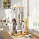 Stender Appendiabiti con 2 Barre 80x40x160 cm Ripiano Inferiore e 4 Ruote in Bambù Colore Legno Naturale      