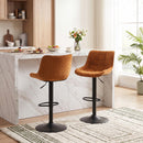 Set 2 Sgabelli da Bar Girevoli 47x53x90-110 cm Regolabili con Schienale in Velluto e Base in Metallo Arancione      