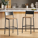 Set 2 Sgabelli da Bar in Stile Industriale con Schienale e Poggiapiedi 43,2x50,5x97,8 cm in Metallo e MDF Marrone Rustico      