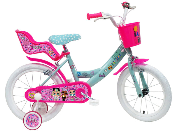 Bicicletta per Bambina 16" 2 Freni Lol Verde Marine e Rosa sconto
