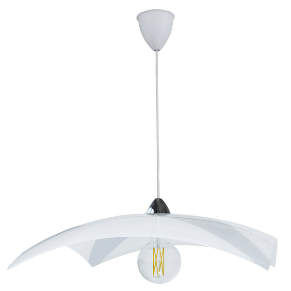 Sospensione 50X50 1xE27 Montatura Cromo-Bianco Vetro Lastra Bianco E-Energy Valentina prezzo