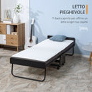 Brandina Pieghevole con Materasso H10 cm 80x200 cm Struttura in Acciaio con Ruote e Doghe