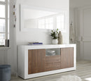 Mobile Buffet 2 Ante 2 Cassetti 184x42x86 cm in Legno TFT Lipari Bianco e Noce