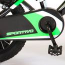 Bicicletta per Bambino 14"" 2 Freni Sportivo Verde Neon e Nero