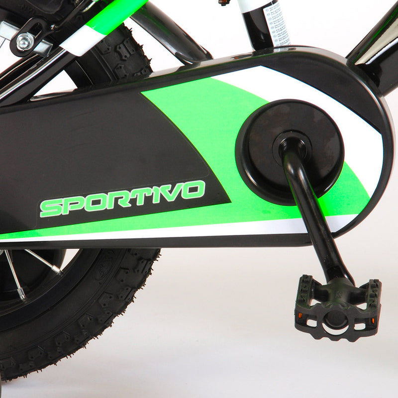 Bicicletta per Bambino 14"" 2 Freni Sportivo Verde Neon e Nero