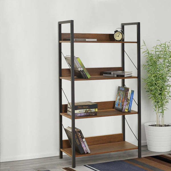 acquista Libreria in Legno 139x73x35 cm Scaffale 4 Ripiani per Ufficio Noce