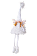 Angelo Seduto con Led H60 cm in Tessuto Bianco