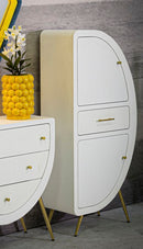 Mobiletto 2 Ante Venus 60x32x133 cm in MDF e Ferro Bianco e Oro      
