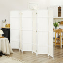 Paravento Divisorio da Interni 240x170 cm Pieghevole a 6 Ante Intrecciato in PP e Legno Bianco      