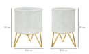 Porta Vasi Gaspy Coppia Ø16x20 cm - Ø13x20 cm in Ferro Oro e Bianco      