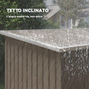Ripostiglio da Giardino 280x130x172 cm con 2 Prese d'Aria e 2 Porte Scorrevoli in Acciaio Marrone Legno      