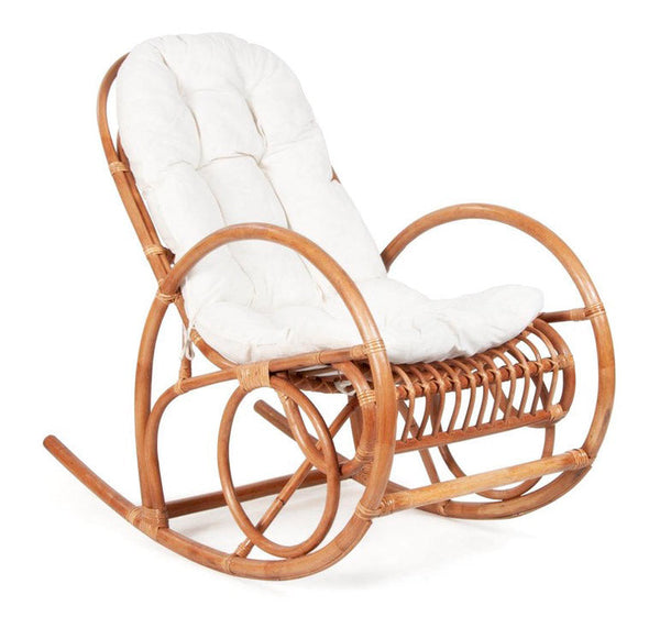 sconto Poltrona a Dondolo da Giardino in Rattan con Cuscino Taddei Papua Miele