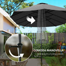 Ombrellone Doppio da Giardino 400x220x234H cm con Prese d'Aria e Manovella Nero e Grigio Scuro  