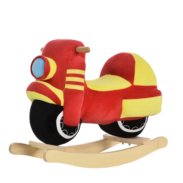 Dondolo per Bambini in Legno Moto in Peluche 60x25,5x48 cm con Suoni Rosso e Giallo prezzo