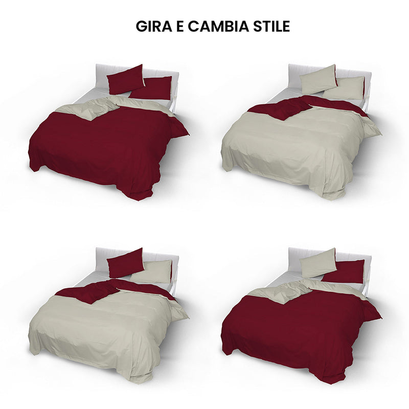 Copripiumino con Sacco e Federe Doubleface Bordeaux\/Panna Varie Misure