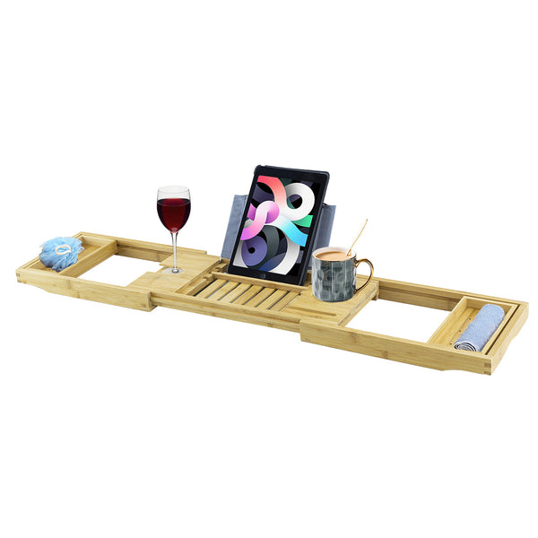 Vassoio estensibile per vasca da bagno, vassoio organizer per mensola in legno, con supporto per libri, per il salone spa dell'hotel domestico Vassoio estensibile per vasca da bagno, vassoio organizer per mensola in legno, con supporto per libri, per il salone spa dell'hotel domestico