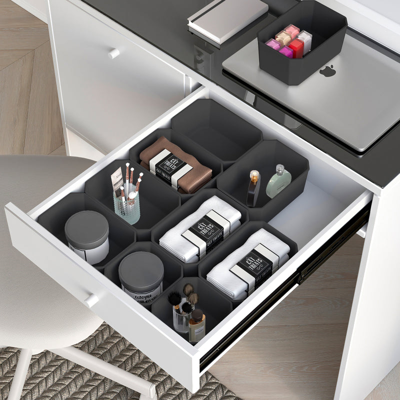 Contenitori Organizer Cassetti da Bagno 10 Cubi in Tecnoplastica Emuca Tidy Grigio Antracite