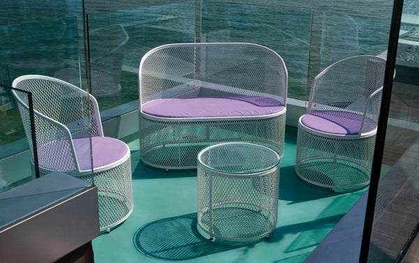 Set da Giardino Divano 2 Poltrone e Tavolino in rete Stirata Ranieri Garda sconto