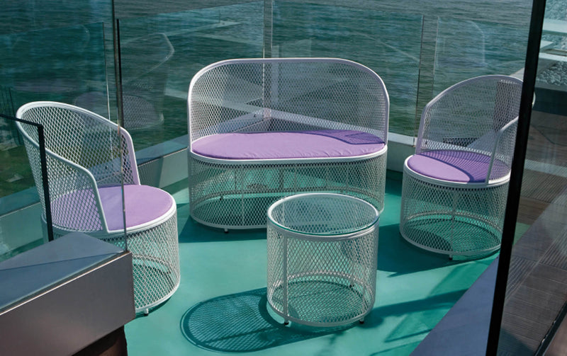 Set da Giardino Divano 2 Poltrone e Tavolino in rete Stirata Ranieri Garda