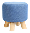 Pouf in Tessuto e Legno di Pino 29x29 cm Fumer Megan Blu