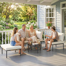 Set 5 Pezzi da Giardino Modulabile con Divano a L Tavolino e Cuscini in Rattan Cachi      