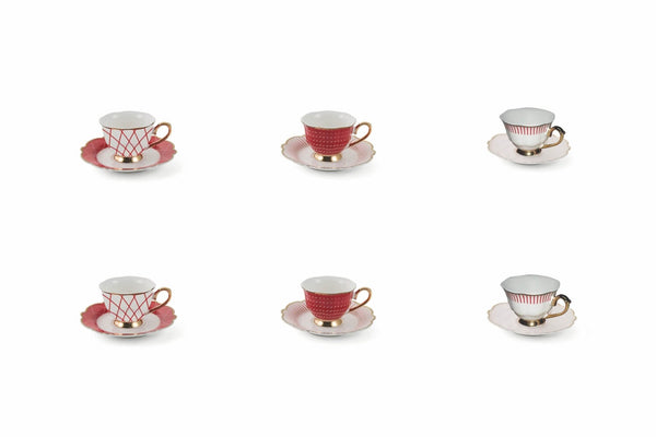 prezzo Set 6 Tazzine da Caffè con Piattini Villa d'Este Home Tivoli Wonderland Rosso