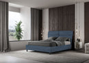 Letto Matrimoniale con Alzata Comoda Imbottito in Microfibra Nandy Blu Varie Misure