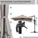 Ombrellone da Giardino Decentrato 3x3 m 8 Stecche Pedale e Manovella in Alluminio e Poliestere Cachi