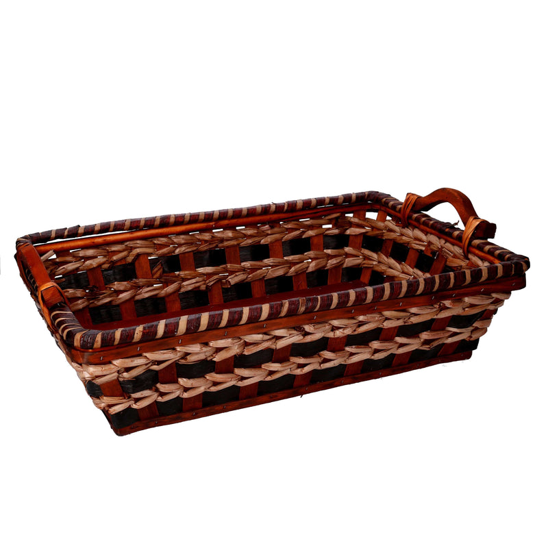 Cesta in Vimini intreccio crema noce rettangolare cm 53x38xh13