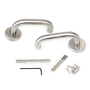 Maniglie per Porta da Interno con Rosetta Ø53 mm Modello u Acciaio Nickel Satinato. Emuca