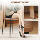 Set di 4 Sedie da Pranzo Moderne con Schienale Alto 41x50x97 cm in Finta Pelle e Acciaio Marrone      