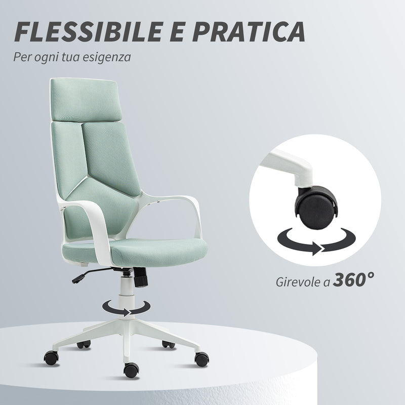Sedia da Ufficio Operativa 63x63x117-127 cm Seduta Girevole e Dondolo Tessuto a Rete Verde  