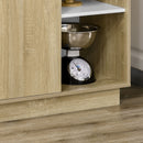 Credenza Moderna 89x39,6x180 cm in Legno Naturale e Bianco