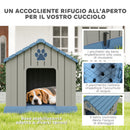 Casetta per Cani da Esterno 85x79x82 cm con Base Rialzata e Finestre in Plastica Grigio  
