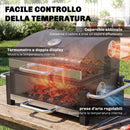 Barbecue a Carbonella BBQ Portatile con Termometro e Raccogli Cenere in Metallo e Acciaio Nero      