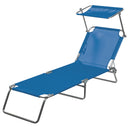 Lettino Mare con Parasole Richiudibile 190x58x27 cm in Alluminio PVC e Poliestere Blu Vieste      