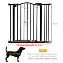 Cancelletto per Cani Estensibile 74-87x78 cm con 2 Blocchi e Chiusura Automatica in Metallo e Plastica Nero  