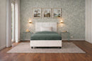 Letto 1 Piazza e Mezza Contenitore Imbottito Similpelle Bianco Boxmax Testata Square Varie Misure