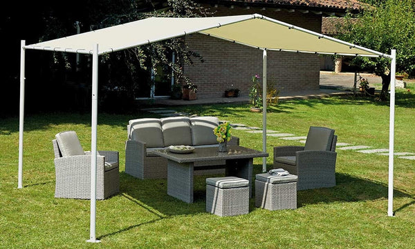 Gazebo da Giardino in Ferro 3,5X4m Vorghini Milano Bianco e Ecrù acquista