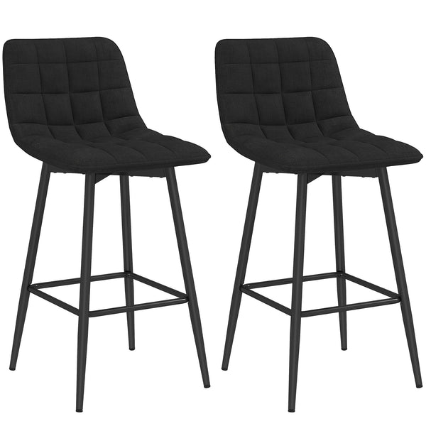 Set 2 Sgabelli da Cucina Stile Nordico 45x47x84 cm in Tessuto Effetto Velluto e Metallo Nero online