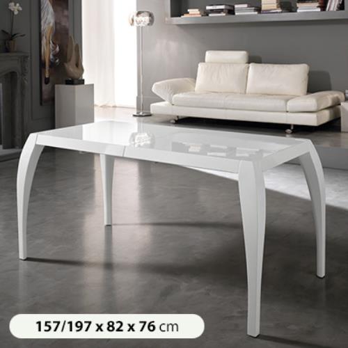 sconto Tavolo da Pranzo Allungabile in Legno Laccato Bianco 157/197X82X76Cm Stones Albatros Om/111/B