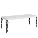 Tavolo Allungabile 160-420x90x77 cm Karamay Premium Bianco Frassino Telaio Antracite 