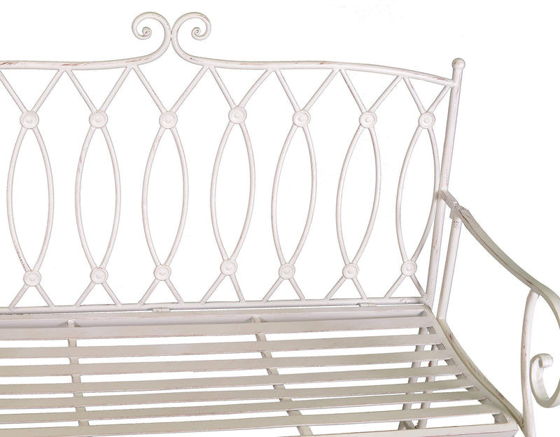 Panchina 2 Posti da Giardino 104x55x95,5 cm in Metallo Ragusa Bianca