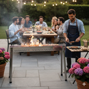 Barbecue per Arrosticini Ompagrill BBQ0116 a Legna o Carbone Uso a Terra o Caminetti Area di Cottura 116 x 14,5 cm Predisposto per Spiedo In Acciaio Inox