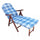 Poltrona 4 Posizioni Relax Faggio con Cuscino e Prolunga 84/40x 60x100 h cm in Cotone Blu