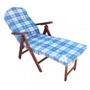Poltrona 4 Posizioni Relax Faggio con Cuscino e Prolunga 84/40x 60x100 h cm in Cotone Blu